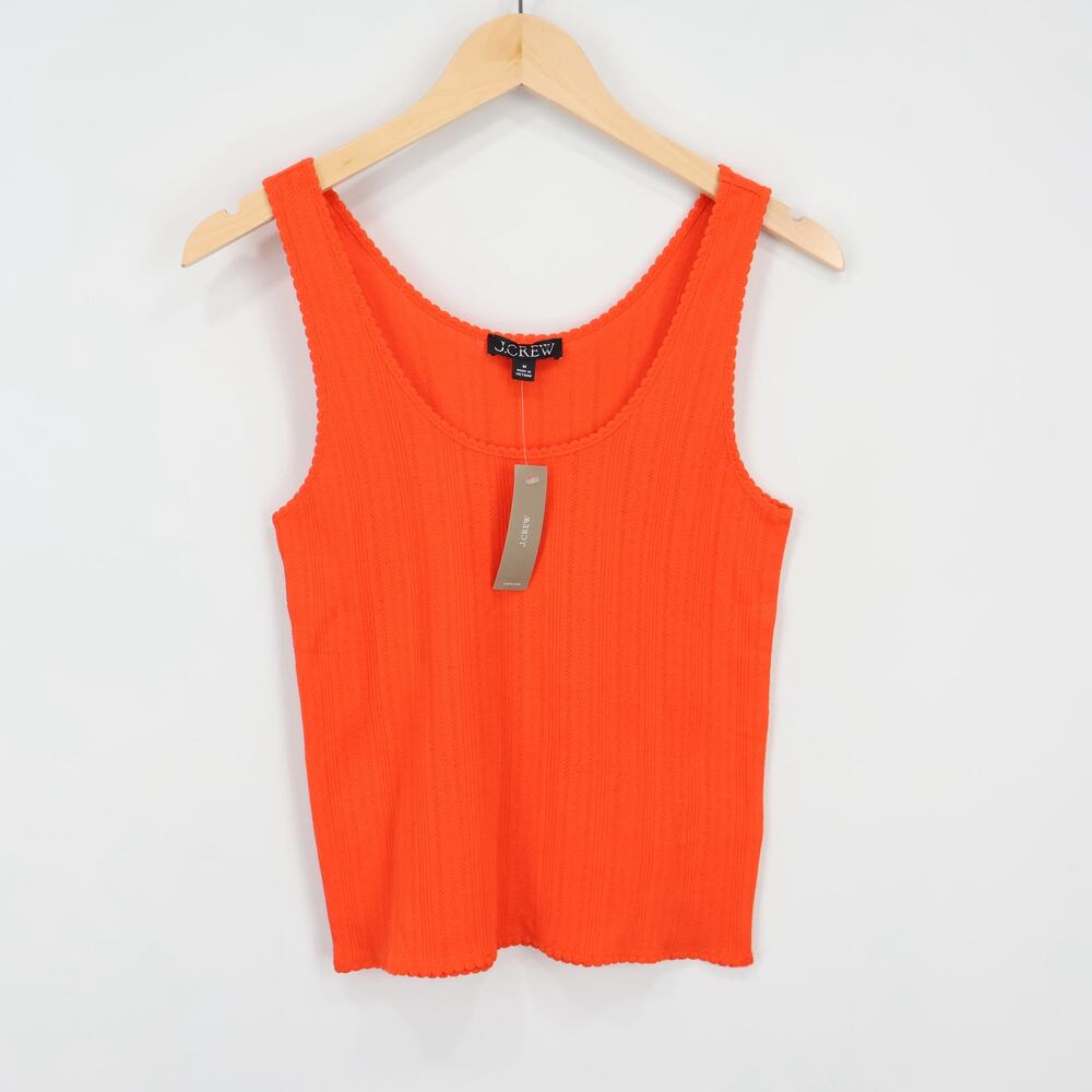 J.Crew Pointelle Tank Top Aperitif Red Size Medium NWT - Picture 2 of 10